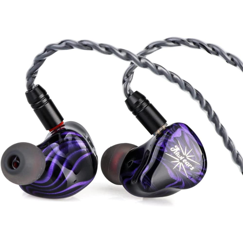 image:imageLinsoul Kiwi Ears Quartet 2DD2BA Hybrid InEar Monitor HiFi Earphones with Handcrafted Resin Shell Detachable OFC Silverplated IEM Cable for Audiophile Musician DJ Studio Gaming Purple Quartet