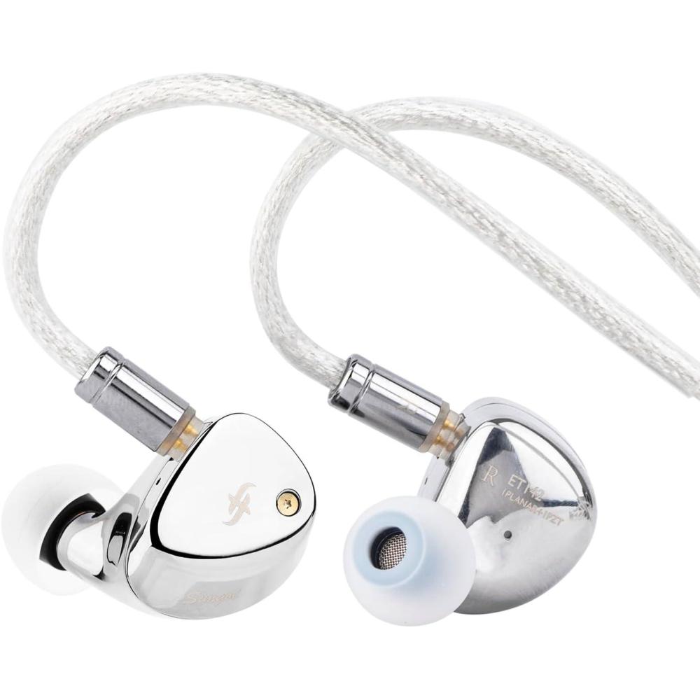image:imageLinsoul SIMGOT ET142 in Ear Monitor 1 Planar  1 PZT Hybrid Driver HiFi IEM Earphone Wired Earbuds with Replaceable Tuning Nozzles Detachable SilverPlated OFC Cable for Musician Audiophile