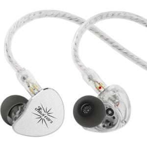 Linsoul Kiwi Ears Belle 10mm DLC Dynamic Driver in-Ear Monitor, HiFi Wired Earbuds with Dual Silver-Plated Cables, Professional IEM for Stage Performance/Gaming/Music Production (Typec MIC, Black)(Silver)