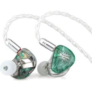 Linsoul Kiwi Ears Orchestra Lite Performance Custom 8BA in-Ear Monitor IEM with Detachable 4-core 7N Oxygen-Free Copper OFC Cable, Handcrafts Faceplate for Audiophile Studio Musician (Green)(Green)