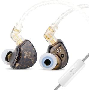 Linsoul TANGZU Wan’er S.G HiFi 10mm Dynamic Driver PET Diaphragm in-Ear Earphone with Ergonomic Shape, Detachable Recessed 2Pin OFC Braided Cable for Audiophile Musician DJ Stage(Green, with Mic)(Black)