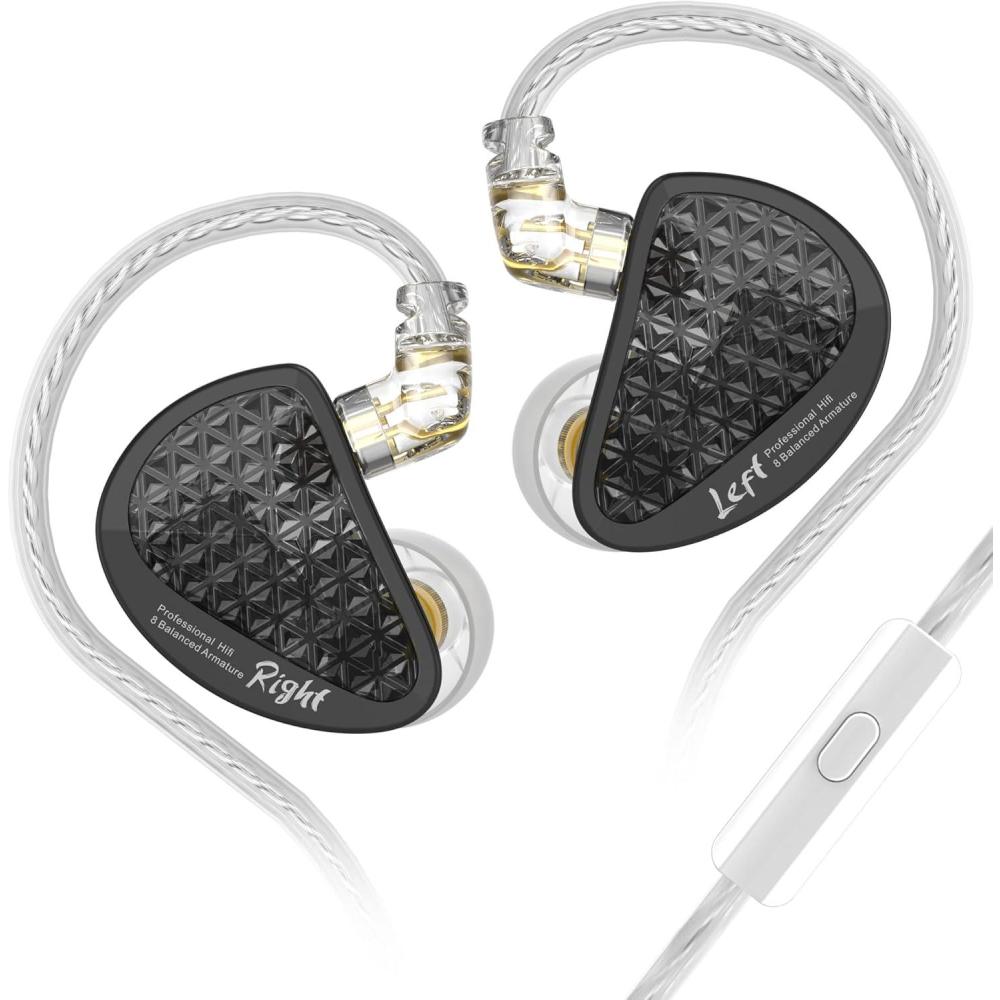 image:imageLinsoul KZ AS16 Pro Wired Earbuds 16BA Balanced Armature Drivers Earphones HiFi Bass in Ear Monitor Earphones with Detachable 075mm 2 pin Cable Black with MicBlack