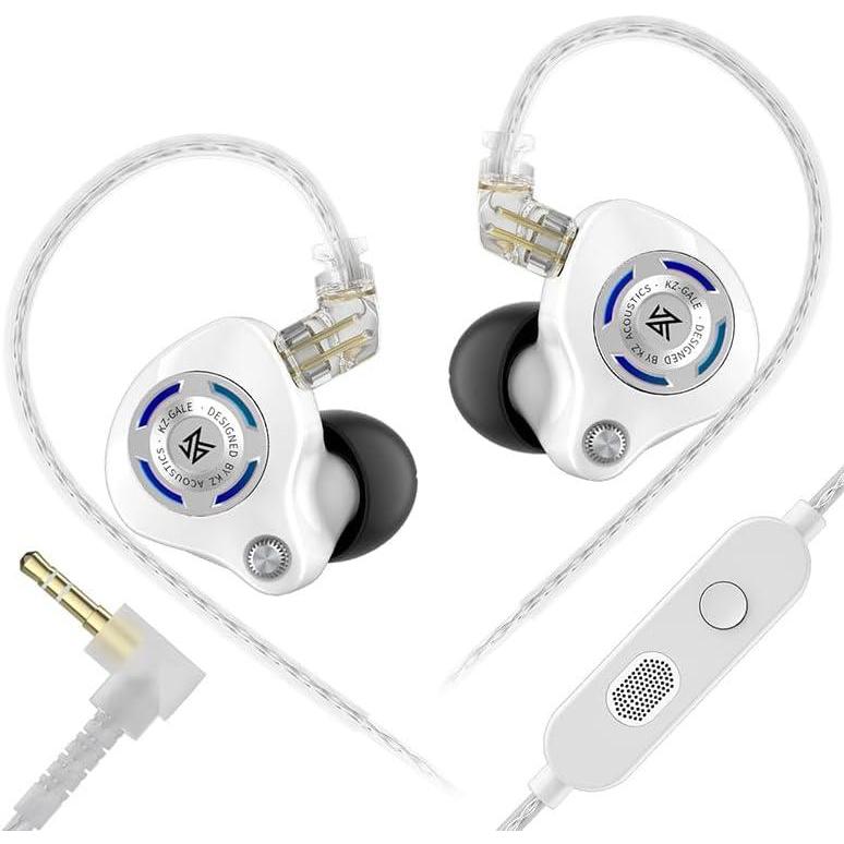 image:imageLinsoul KZ Gale inEar MonitorsSuperLinear Dynamic Driver IEM EarphoneUltraResponsive Bass HiFi Wired Gaming Earbuds with Detachable Recessed 2Pin Cable for Audiophile with Mic 35mm WhiteWhite