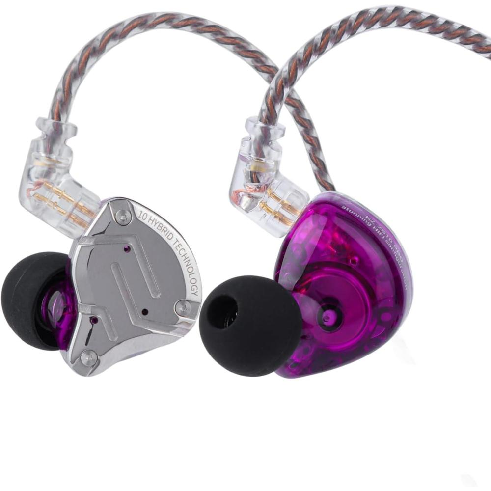 image:imageLinsoul KZ ZS10 Pro 4BA1DD 5 Driver in Ear Monitor HiFi Wired Earbuds Gaming Earbuds Hybrid IEM Earphones with Stainless Steel Faceplate Detachable Cable for Musician with Mic BluePurple