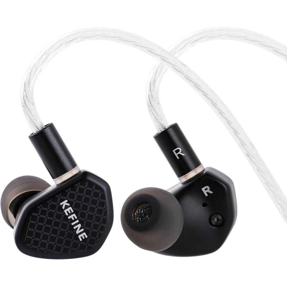 image:imageLinsoul Kefine Klean in Ear Monitor10mm DLC Diaphragm Dynamic Driver HiFi EarphonesWired Gaming EarbudsReplaceable NozzlesDetachable SilverPlated Cable for Audiophile No Mic 35mm BlackBlack