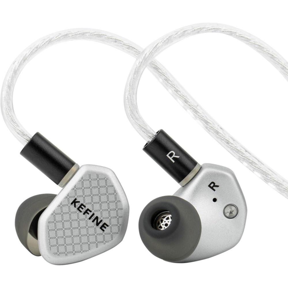 image:imageLinsoul Kefine Klean in Ear Monitor10mm DLC Diaphragm Dynamic Driver HiFi EarphonesWired Gaming EarbudsReplaceable NozzlesDetachable SilverPlated Cable for Audiophile No Mic 35mm BlackSilver
