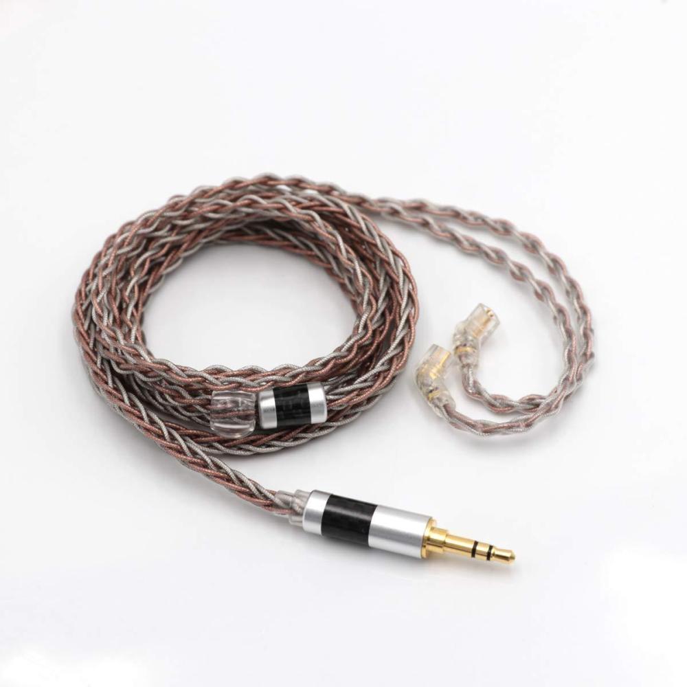 image:imageLinsoul TRIPOWIN C8 8Core Silver Copper Foil Braided Earphone Upgrade Cable in Ear Monitor Cable Tinsel Silver Copper Wire with 35mm Audio Jack for Musicial Audiophilewith Mic 2pin 078mmWithout Mic Recessed 2pin