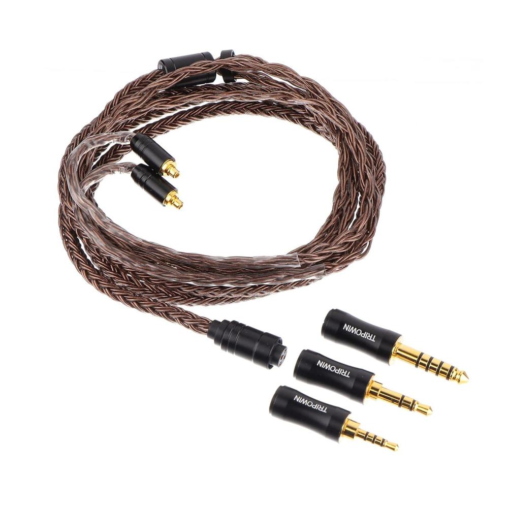 image:imageLinsoul Tripowin Amber 32AWG OFC HiFi IEM Cable with Interchangeable 25mm35mm44mm Plug PVC Sleeve Replacement Cable for Audiophile Recessed 2pinMMCX