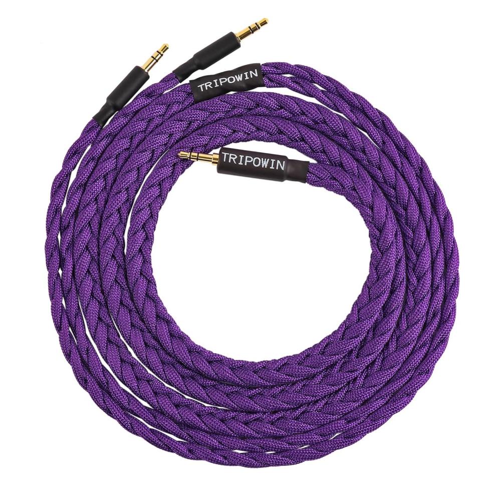 image:imageLinsoul Tripowin GranVia Upgraded OFC Headphone Replacement Cable Dual 35mm Connector to 35mm Stereo Headphone Cable for HE4XXHE400iHE400seGoldplanarFocal ELEGIABlue 2mPurple