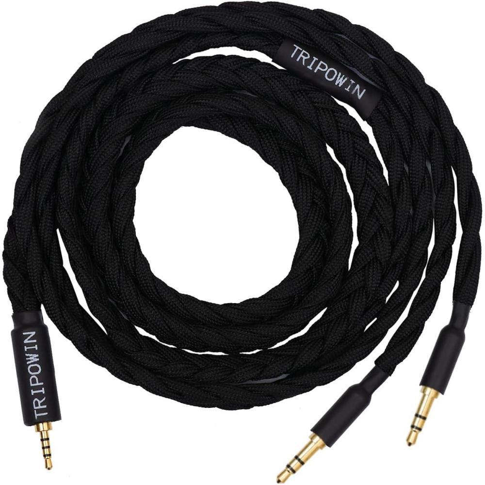 image:imageTripowin GranVia Upgraded OFC Headphone Replacement Cable Dual 35mm Connector to 25mm TRRS Stereo Headphone Cablefor HE4XXHE400iHE400se HarmonicDyne ZeusGoldplanarFocal ELEGIA656ft