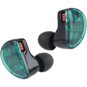 Linsoul KZ AS10 5BA HiFi Stereo in-Ear Earphone High Resolution Earbud Headphone with 0.75mm 2 pin Cable, Five Balanced Armature Drivers, Noise Cancelling(with Mic, Black)(Cyan)