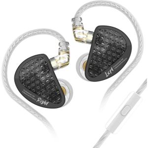 Linsoul KZ AS16 Pro Wired Earbuds, 16BA Balanced Armature Drivers Earphones HiFi Bass in Ear Monitor Earphones with Detachable 0.75mm 2 pin Cable (Black, with Mic)(Black)