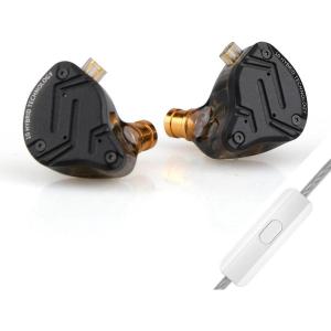 Linsoul KZ ZS10 PRO X Upgraded 1DD+4BA Hybrid Driver HiFi in Ear Earphones IEM with Alloy Faceplate, Detachable Silver-Plated Recessed 2Pin Cable for Audiophile Musician DJ Stage(with Mic)(With Mic)