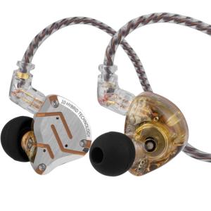 Linsoul KZ ZS10 Pro, 4BA+1DD 5 Driver in Ear Monitor, HiFi Wired Earbuds, Gaming Earbuds, Hybrid IEM Earphones with Stainless Steel Faceplate, Detachable Cable for Musician (with Mic, Blue)(Glare Yellow)