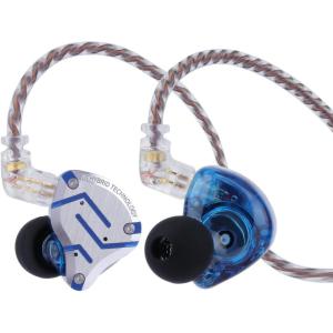 Linsoul KZ ZS10 Pro, 4BA+1DD 5 Driver in Ear Monitor, HiFi Wired Earbuds, Gaming Earbuds, Hybrid IEM Earphones with Stainless Steel Faceplate, Detachable Cable for Musician (with Mic, Blue)(Glare Blue)