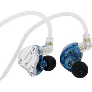 Linsoul KZ ZS10 Pro, 4BA+1DD 5 Driver in Ear Monitor, HiFi Wired Earbuds, Gaming Earbuds, Hybrid IEM Earphones with Stainless Steel Faceplate, Detachable Cable for Musician (with Mic, Blue)(Blue)