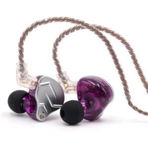 Linsoul KZ ZSN Pro Dual Driver 1BA+1DD Hybrid Metal Earphones HiFi in-Ear Monitor with Detachable Recessed 2Pin Cable, Zin Alloy Panel (Without Mic, Black)(Purple)