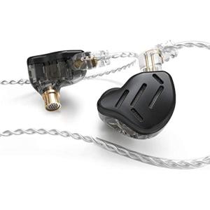 Linsoul KZ Zax 1DD+7BA Hybrid Driver HiFi in-Ear Earphones with Zin Alloy Shell, Detachable 2 Pin 0.75mm OFC Cable (Without Mic, Blue)(Black)