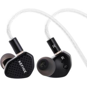 Linsoul Kefine Klean in Ear Monitor,10mm DLC Diaphragm Dynamic Driver HiFi Earphones,Wired Gaming Earbuds,Replaceable Nozzles,Detachable Silver-Plated Cable for Audiophile (No Mic 3.5mm, Black)(Black)