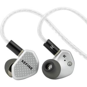 Linsoul Kefine Klean in Ear Monitor,10mm DLC Diaphragm Dynamic Driver HiFi Earphones,Wired Gaming Earbuds,Replaceable Nozzles,Detachable Silver-Plated Cable for Audiophile (No Mic 3.5mm, Black)(Silver)