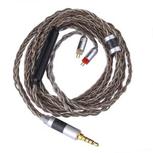 Linsoul TRIPOWIN C8 8-Core Silver Copper Foil Braided Earphone Upgrade Cable, in Ear Monitor Cable, Tinsel Silver Copper Wire, with 3.5mm Audio Jack for Musicial Audiophile(with Mic, 2pin 0.78mm)(With Mic 2pin)