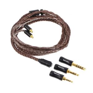 Linsoul Tripowin Amber 32AWG OFC HiFi IEM Cable with Interchangeable 2.5mm/3.5mm/4.4mm Plug, PVC Sleeve Replacement Cable for Audiophile (Recessed 2pin)(MMCX)