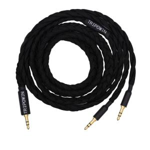 Linsoul Tripowin GranVia Upgraded OFC Headphone Replacement Cable, Dual 3.5mm Connector to 3.5mm Stereo Headphone Cable for HE4XX/HE-400i/HE400se/Goldplanar/Focal ELEGIA(Blue, 2m)(Black)