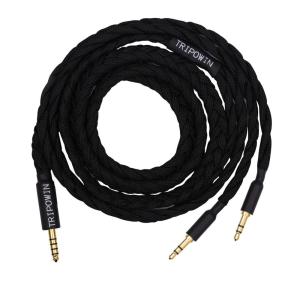 Linsoul Tripowin GranVia Upgraded OFC Headphone Replacement Cable, Dual 3.5mm Connector to 4.4mm TRRRS Stereo Headphone Cable,for HE4XX/HE-400i/HE400se/Goldplanar/Focal ELEGIA(Black, 2m)(Black)