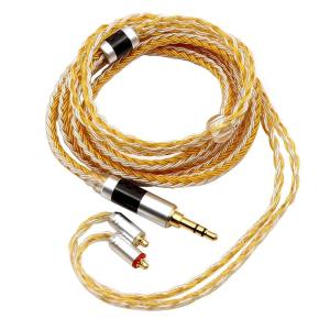 Linsoul Tripowin Zonie IEM Cable, 16 Core Silver Plated Earphone Upgraded Cords, 1.25m SPC in Ear Monitor Cable for 7HZ Timeless AE TINHIFI T2 PRO T3 T4(MMCX, 3.5mm)(Moss)(Gold)