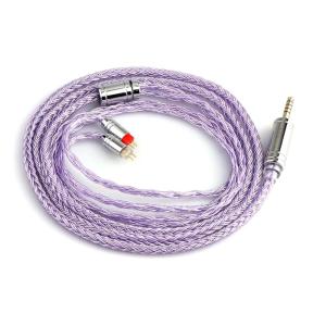 Linsoul Tripowin Zonie IEM Cable, 16 Core Silver Plated Earphone Upgraded Cords, 1.25m SPC in Ear Monitor Cable for 7hz Zero:2 Orchestra Lite Cadenza Hype4 Supermix4(2pin 0.78mm, 4.4mm)(Violet)(Lavender)