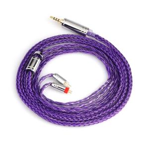Linsoul Tripowin Zonie IEM Cable, 16 Core Silver Plated Earphone Upgraded Cords, 1.25m SPC in Ear Monitor Cable for 7hz Zero:2 Orchestra Lite Cadenza Hype4 Supermix4(2pin 0.78mm, 2.5mm)(Grey)(Violet)
