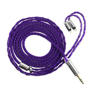 Linsoul Tripowin Zonie IEM Cable, 16 Core Silver Plated Earphone Upgraded Cords, 1.25m SPC in Ear Monitor Cable for 7hz Zero:2 Orchestra Lite Cadenza Hype4 Supermix4(2pin 0.78mm, 3.5mm)(Grey)(Violet)