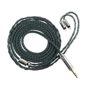 Linsoul Tripowin Zonie IEM Cable, 16 Core Silver Plated Earphone Upgraded Cords, 1.25m SPC in Ear Monitor Cable for 7hz Zero:2 Orchestra Lite Cadenza Hype4 Supermix4(2pin 0.78mm, 3.5mm)(Grey)(Moss)