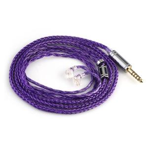 Linsoul Tripowin Zonie IEM Cable, 16 Core Silver Plated Earphone Upgraded Cords, 1.25m SPC in Ear Monitor Cable for KZ ZS10 PRO 2 AS10 PRO Tangzu Wan’er SIMGOT EM6L(Recessed 2pin, 4.4mm)(Violet)(Violet)