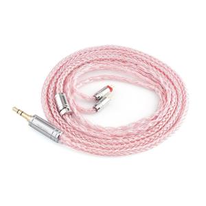 Linsoul Tripowin Zonie IEM Cable, 16 Core Silver Plated Earphone Upgraded Cords, 1.25m SPC in Ear Monitor Cable for ZS10 PRO 2 AS10 PRO ZSN PRO X Wan’er SIMGOT EM6L(Recessed 2pin, 3.5mm)(Grey)(Pink)