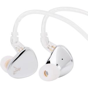Linsoul WGZBLON SHU in Ear Monitor,Dual Dynamic Driver HiFi IEM Earphones,Professional DAC Chip Wired Earbuds,Zinc Alloy Shell,High-Purity Silver-Plated Cable for Audiophile (TypeC with Mic, Black)(Silver)