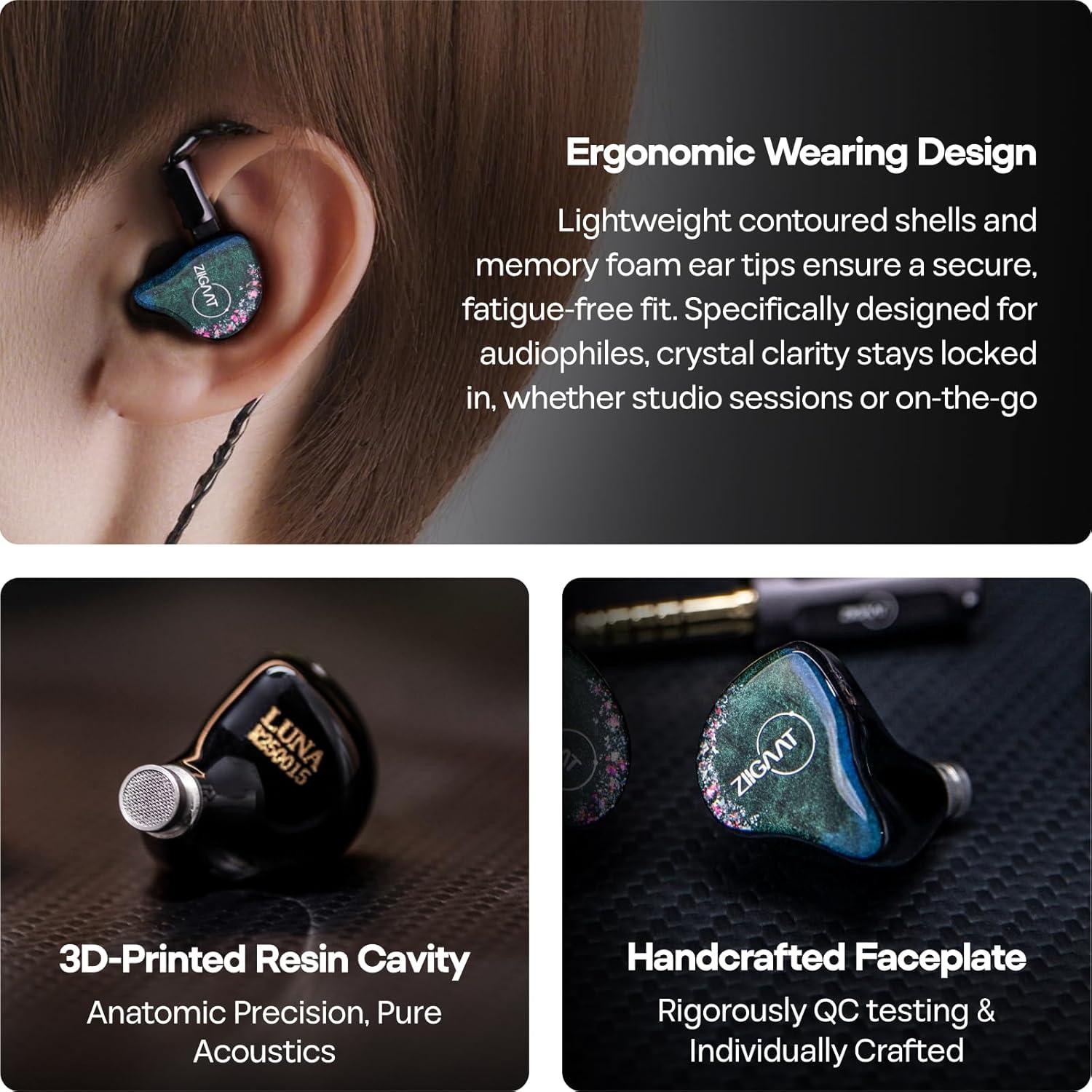 image:imageLinsoul ZiiGaat Luna 6BA HiFi in Ear Monitor Studio Monitor amp Stage Performance IEM Earphones with Fast Response Wide Soundstage and Reference Clarity Detachable SilverPlated OFC Cable