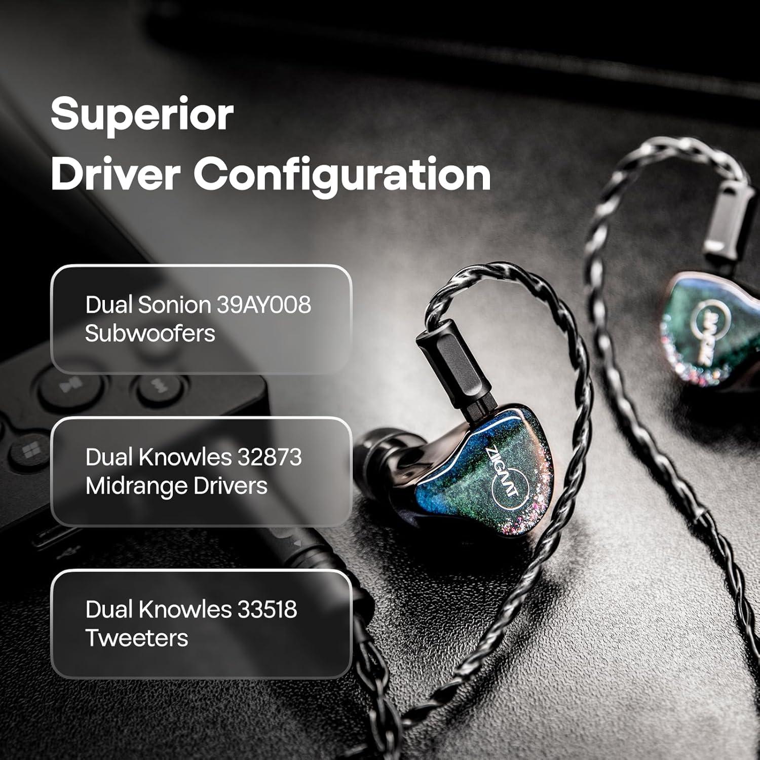 image:imageLinsoul ZiiGaat Luna 6BA HiFi in Ear Monitor Studio Monitor amp Stage Performance IEM Earphones with Fast Response Wide Soundstage and Reference Clarity Detachable SilverPlated OFC Cable