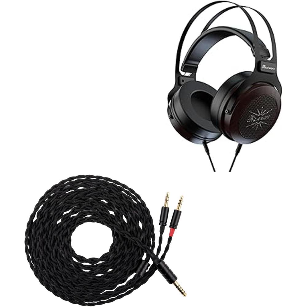 image:imageLinsoul Kiwi Ears Altruva Over Ear Headphone HiFi 50mm Dynamic Driver MonitoringBlackwood  Tripowin Nova Monitor Headphone Cable OverEar Wire 44mm Black