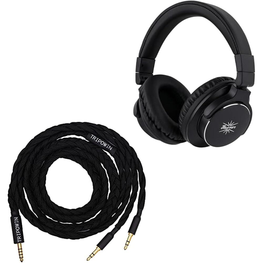 image:imageLinsoul Kiwi Ears Division Over Ear Headphone Black  Tripowin GranVia Dual 35mm Connector to 44mm TRRRS Stereo Headphone Cable