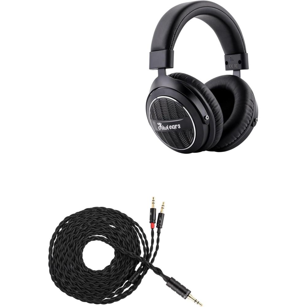 image:imageLinsoul Kiwi Ears Ellipse Over Ear Headphone StudioGrade Dynamic Driver Headphones Tripowin Nova Monitor Headphone Cable OverEar Headphone Wire35mm Black