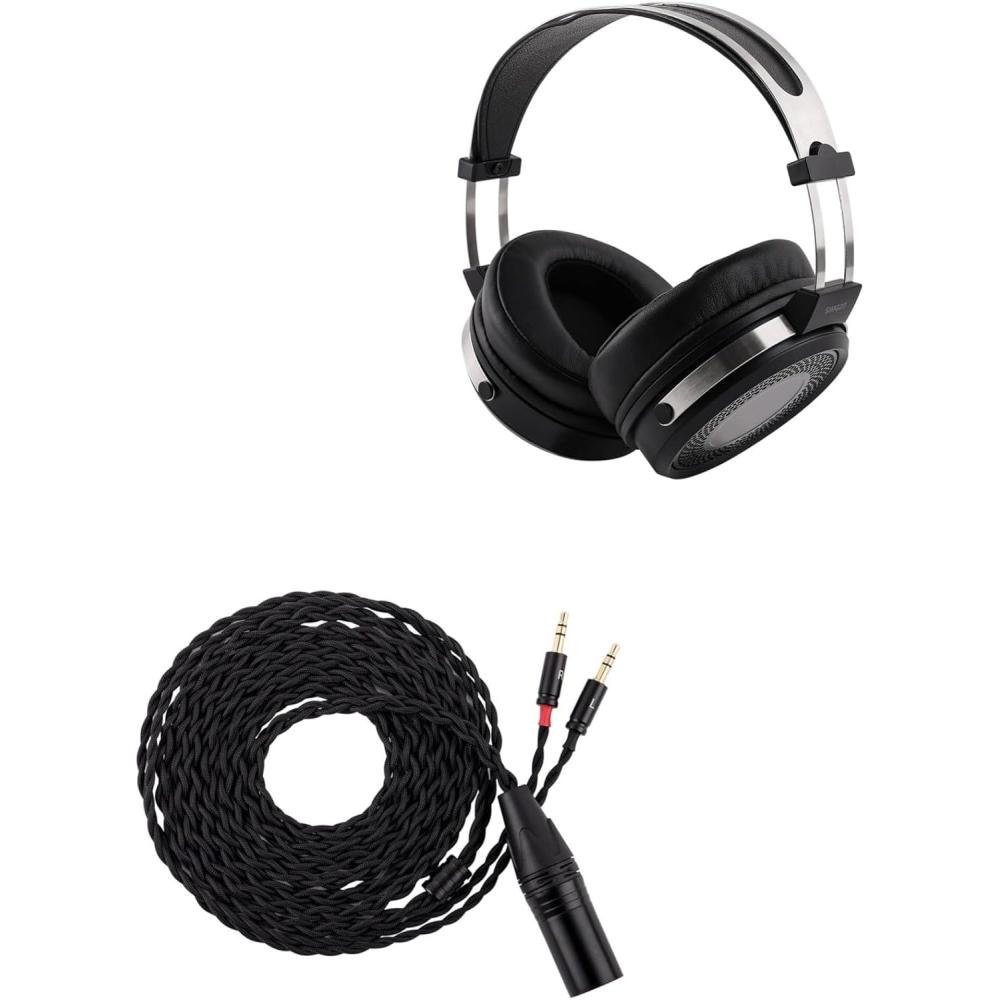 image:imageLinsoul SIMGOT EP5 OverEar Headphones 50mm UltraMagnetic Drivers Innovative ClosedBack HiFi Monitor Dual 35mm TRS Detachable Cable  Tripowin Nova Monitor Headphone CableXLR Black