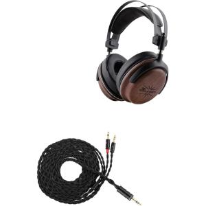 Linsoul Kiwi Ears Atheia Wired Over Ear Headphones, Dynamic + Planar Magnetic Dual Driver Headphones + Tripowin Nova Monitor Headphone Cable, Over-Ear Headphone Wire(3.5mm, Black)