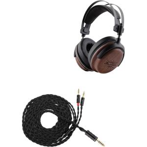 Linsoul Kiwi Ears Atheia Wired Over Ear Headphones, Dynamic + Planar Magnetic Dual Driver Headphones + Tripowin Nova Monitor Headphone Cable, Over-Ear Headphone Wire(4.4mm, Black)