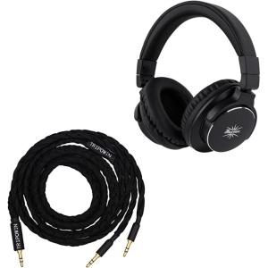 Linsoul Kiwi Ears Division Over Ear Headphone (Black) + Tripowin GranVia Dual 3.5mm Connector to 3.5mm Stereo Headphone Cable