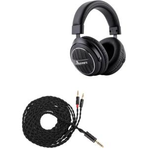 Linsoul Kiwi Ears Ellipse Over Ear Headphone, Studio-Grade Dynamic Driver Headphones + Tripowin Nova Monitor Headphone Cable, Over-Ear Headphone Wire (4.4mm, Black)