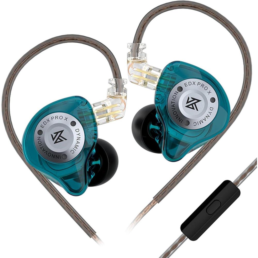 image:imageLinsoul KZ EDX Pro X in Ear Earphone Single Dynamic Driver HiFi inEar Monitor with Ergonomic Shape Wired Gaming Earbud Detachable Cable for Audiophile Cyan with Mic