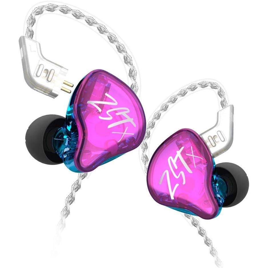 image:imageLinsoul KZ ZSTX 1BA1DD Hybrid Dual Driver HiFi inEar Earphones with SilverPlated Detachable 2Pin Cable for Musicians Audiophile Without Mic Purple