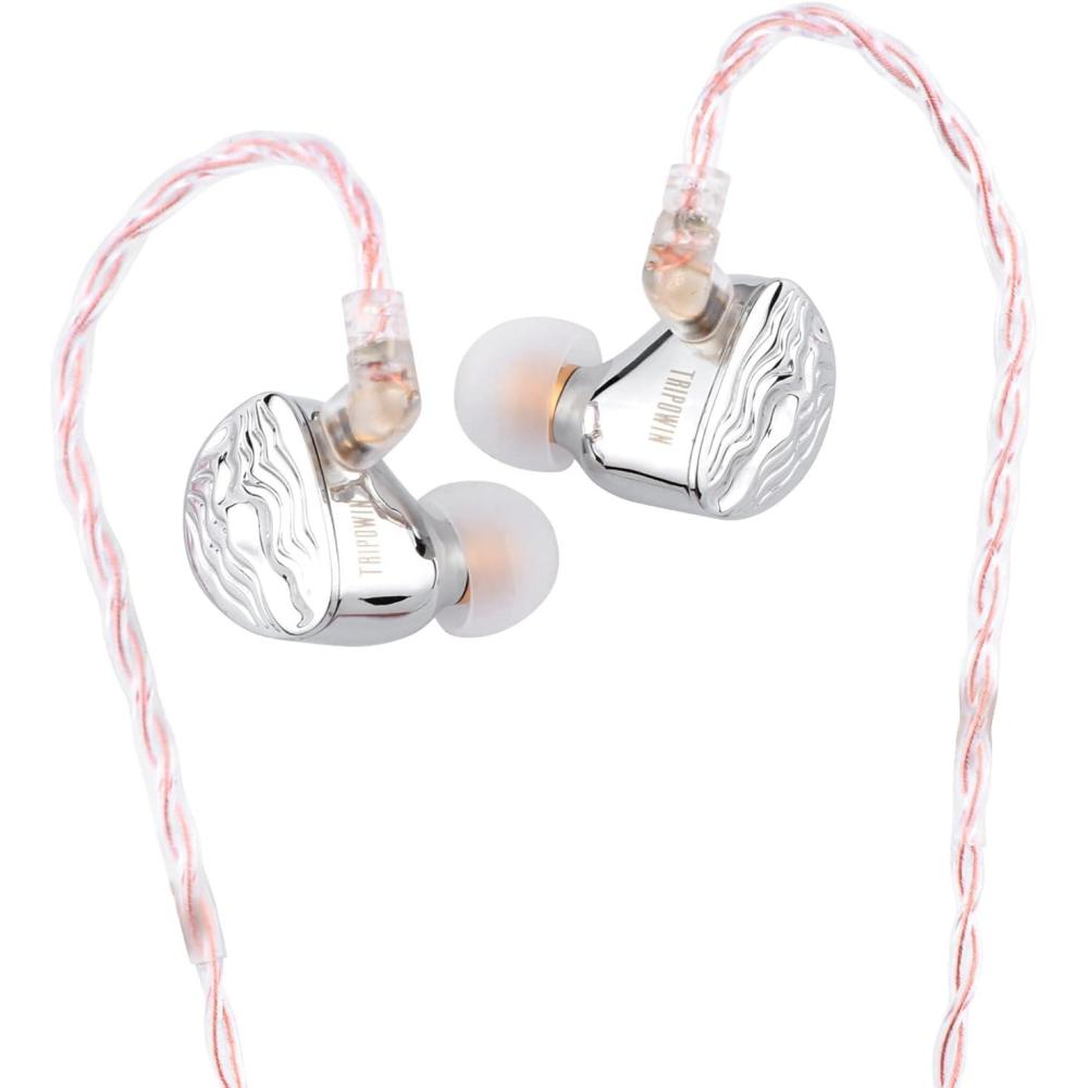 image:imageTripowin Piccolo 11mm LCP Dynamic Driver In Ear Monitor DualCavity IEM Earphones Balanced Sound with Detachable OCC 078mm 2 Pin Cable for Audiophile Musician DJ Stage Silver Without MicSilver