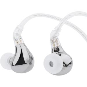 Linsoul BLON BL03 II in Ear Monitor, 10mm Dual-Chamber Dynamic Driver IEM, Wired HiFi Earbuds with Detachable 2Pin Cable for Musician Audiophile (4.4mm Without Mic, Silver)(Silver)